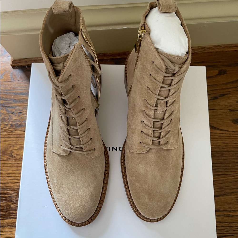 NWT Vince Cabria Suede Boots, Tan